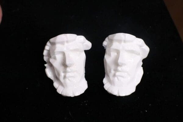 SOLD! 7558 Greek Roman Statue Face White Earrings - Image 5