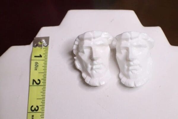 SOLD! 7558 Greek Roman Statue Face White Earrings - Image 6