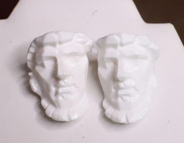 SOLD! 7558 Greek Roman Statue Face White Earrings