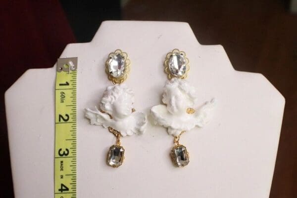 SOLD! 7560 Baroque White Small chubby Cherubs Angels Earrings - Image 3