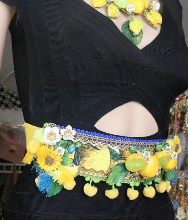SOLD! 7571 Baroque Runway Sicilian Vivid Lemon Fruit Corset Waist Belt Size S, L, M - Image 4