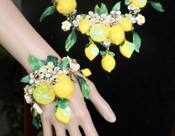 SOLD! 7589 Baroque Vivid Lemon Fruit Flower Blossom Ladybug Massive Bracelet - Image 7