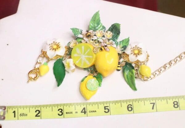 SOLD! 7589 Baroque Vivid Lemon Fruit Flower Blossom Ladybug Massive Bracelet - Image 9