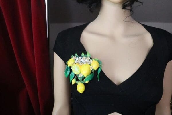 SOLD! 7600 Baroque Sicilan Lemon Fruit Flower Blossom Massive Brooch - Image 5