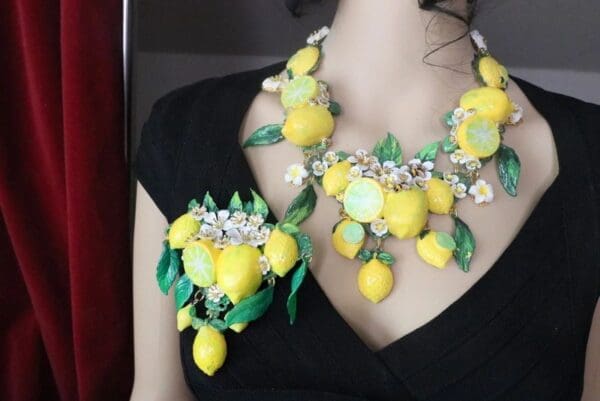 SOLD! 7600 Baroque Sicilan Lemon Fruit Flower Blossom Massive Brooch - Image 7