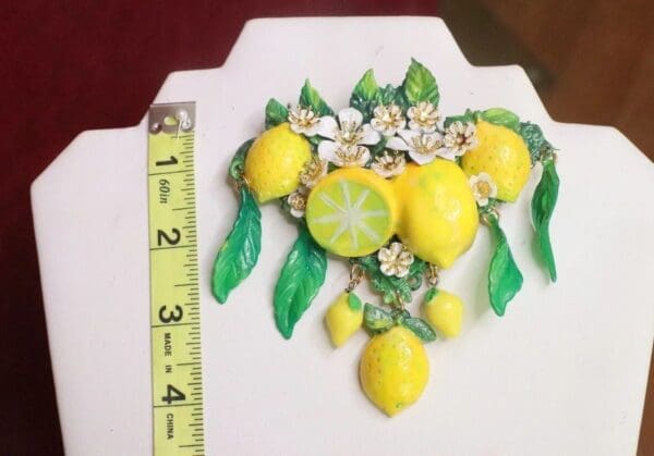 SOLD! 7600 Baroque Sicilan Lemon Fruit Flower Blossom Massive Brooch - Image 9