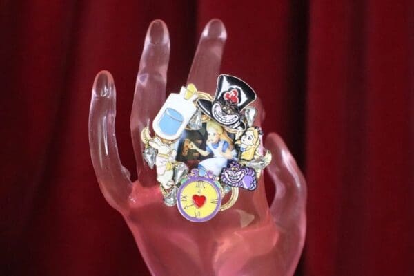 SOLD! 7605 Alice In Wonderland Enamel Cocktail Adjustable Ring - Image 2