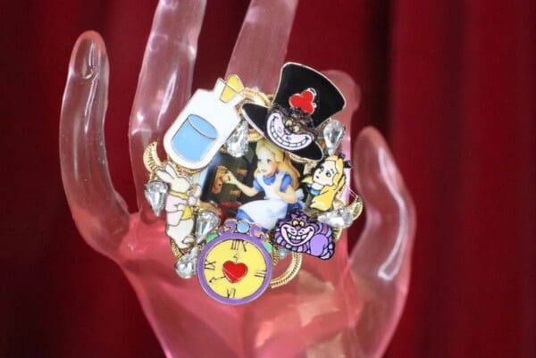 SOLD! 7605 Alice In Wonderland Enamel Cocktail Adjustable Ring