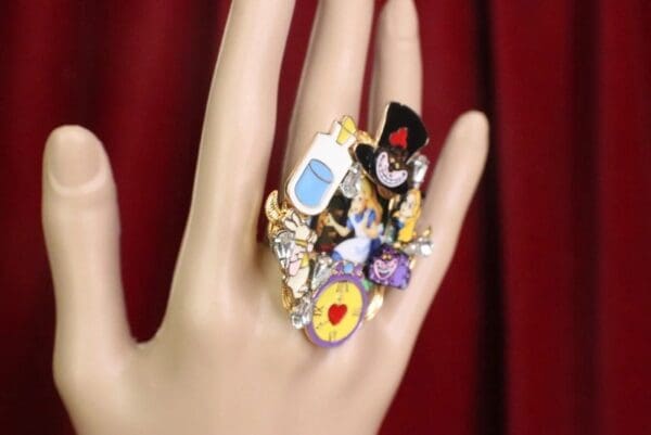 SOLD! 7605 Alice In Wonderland Enamel Cocktail Adjustable Ring - Image 6