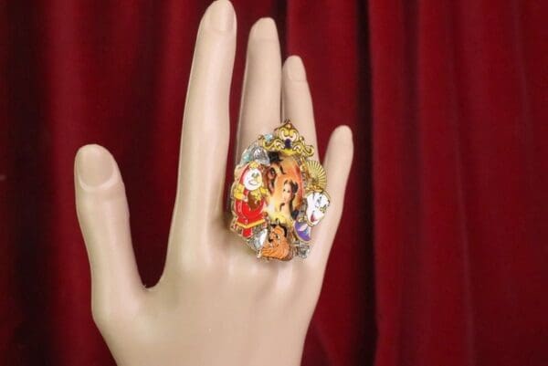 SOLD! 7606 Beauty And The Beast Enamel Cocktail Adjustable Ring - Image 7