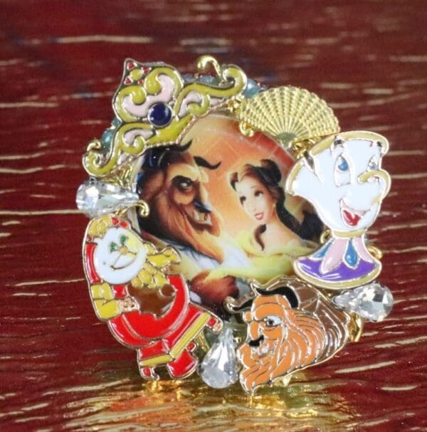 SOLD! 7606 Beauty And The Beast Enamel Cocktail Adjustable Ring