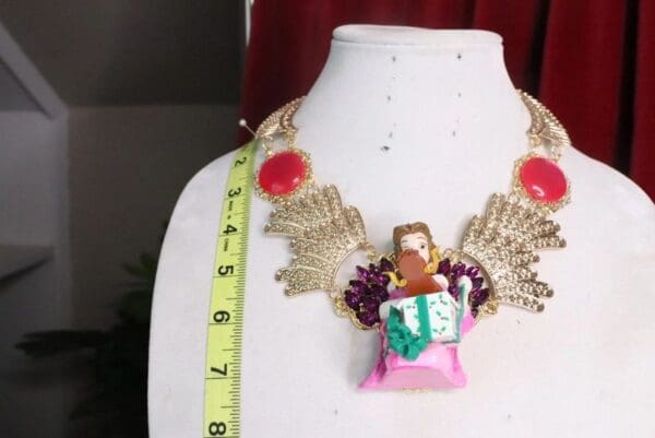 SOLD! 7616 Art Jewelry 3D Effect Beauty And The Beast Beauty Statement Necklace - Image 6