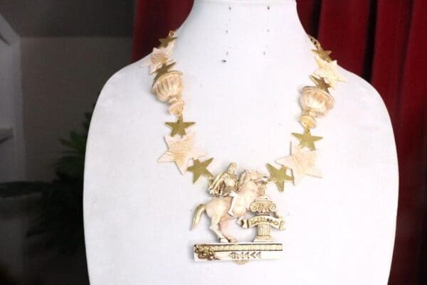 SOLD! 7618 Art Jewelry Greek Revival Sparta Greek Coin Star Necklace - Image 2