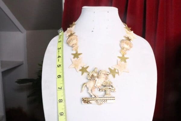 SOLD! 7618 Art Jewelry Greek Revival Sparta Greek Coin Star Necklace - Image 7