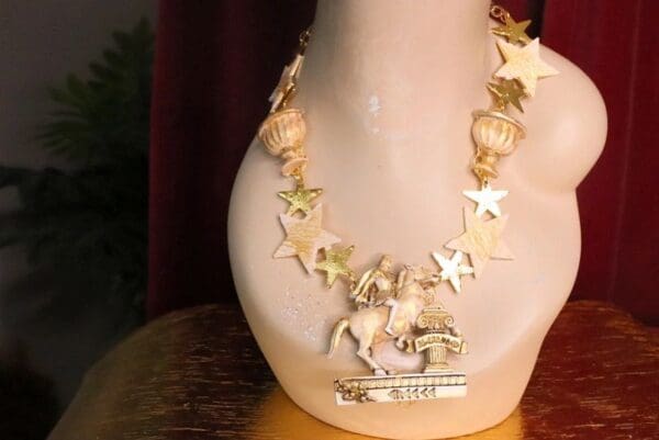 SOLD! 7618 Art Jewelry Greek Revival Sparta Greek Coin Star Necklace - Image 8
