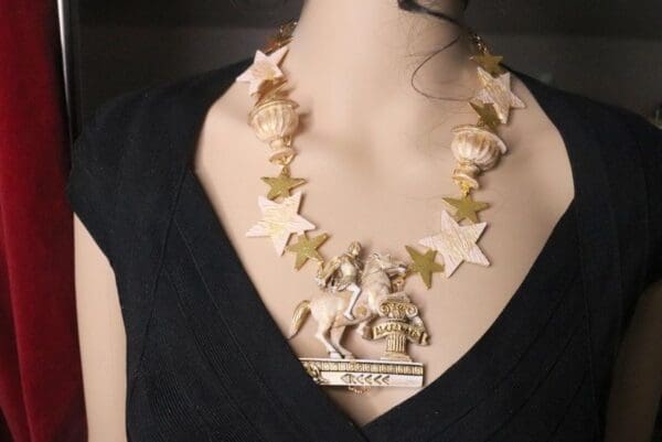 SOLD! 7618 Art Jewelry Greek Revival Sparta Greek Coin Star Necklace - Image 9