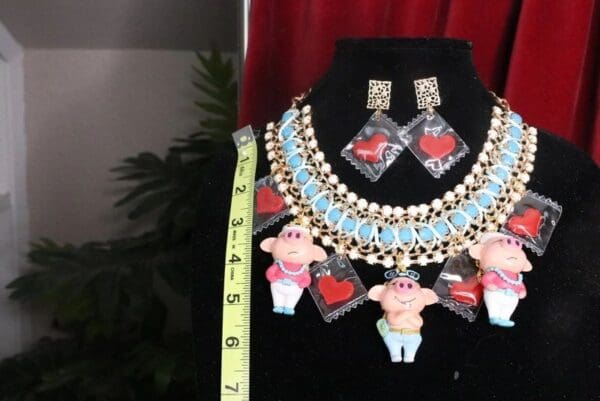 SOLD! 7627 Art Jewelry Set Of Adorable Piggies Bib Massive Necklace - Image 10