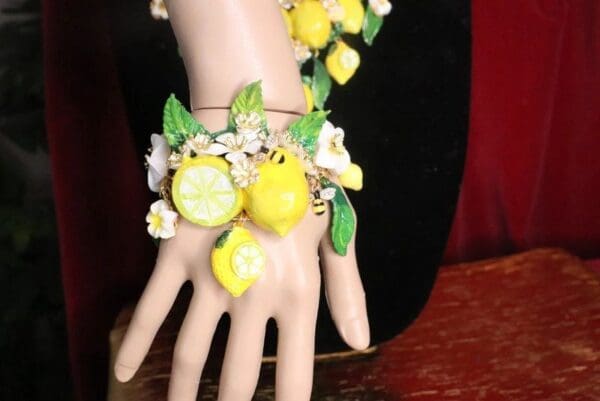 SOLD! 7640 Baroque Vivid Lemon Fruit Flower Blossom Ladybug Massive Bracelet - Image 4