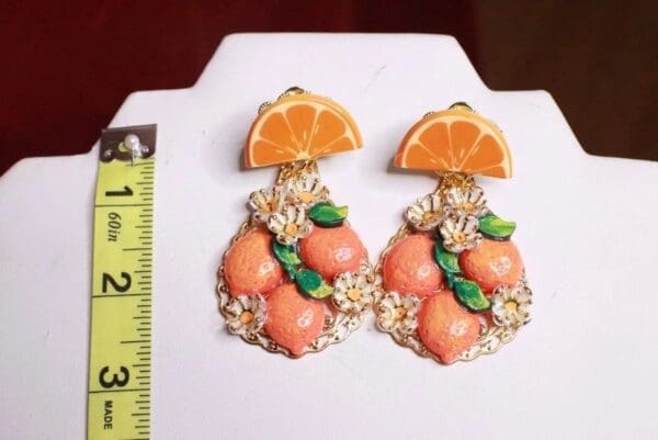 SOLD! 7651 Baroque Sicilian Orange Fruit Earrings - Image 6