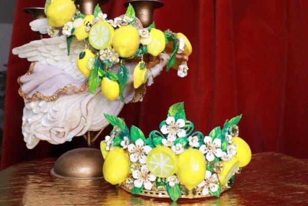 SOLD! 7655 Baroque Runway Sicilian Vivid Lemon Fruit Hand Painted Crown