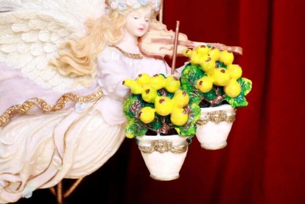 SOLD! 7664 Baroque Hand Painted Vivid Yellow Berries Pod f Earrings - Image 2