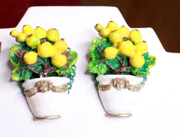 SOLD! 7664 Baroque Hand Painted Vivid Yellow Berries Pod f Earrings - Image 3