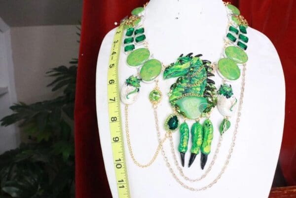 SOLD! 7672 Medieval Genuine Howait Emerald Gemstones Dragon's Babies Necklace - Image 9
