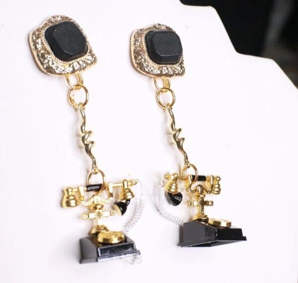 SOLD! 7679 Baroque 3 D Effect Telephone Statement Earrings - Image 5