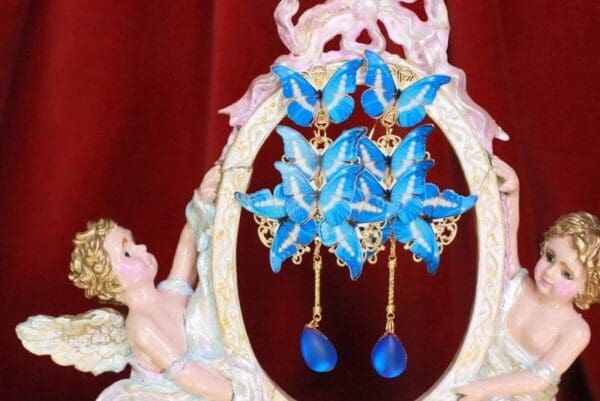 SOLD! 7698 Art Nouveau Butterfly Long Earrings Studs