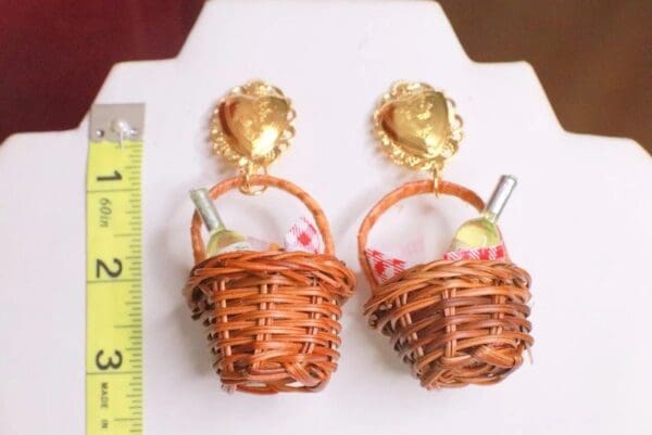 SOLD! 7708 Baroque Lightweight Picnic Basket Dangle Earrings - Image 6