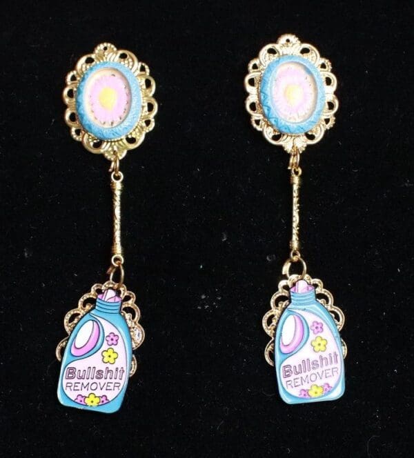SOLD! 7719 Cartoon Remover Bottle Enamel Earrings