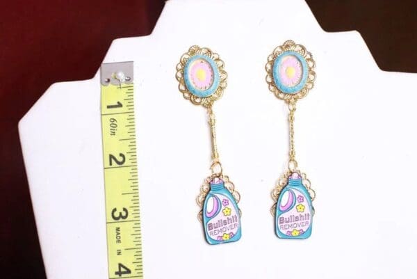SOLD! 7719 Cartoon Remover Bottle Enamel Earrings - Image 5