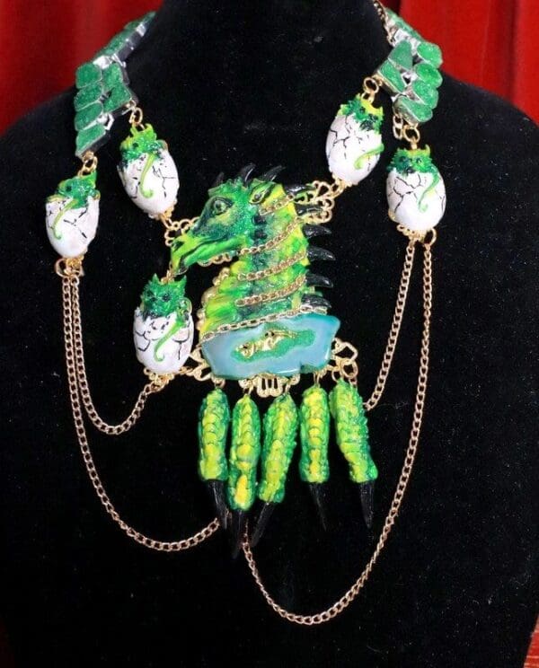 SOLD! 7721 Medieval Genuine Druzy Agate Gemstones Dragon's Babies Necklace