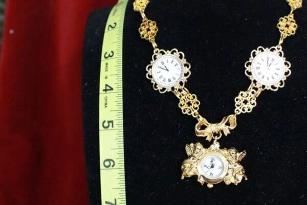 SOLD! 7729 Baroque Clock Cherubs Gold Tone Choker - Image 2