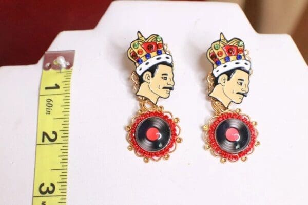 SOLD! 7738 Queen Freddie Mercury Roses Rock Earrings Studs - Image 3