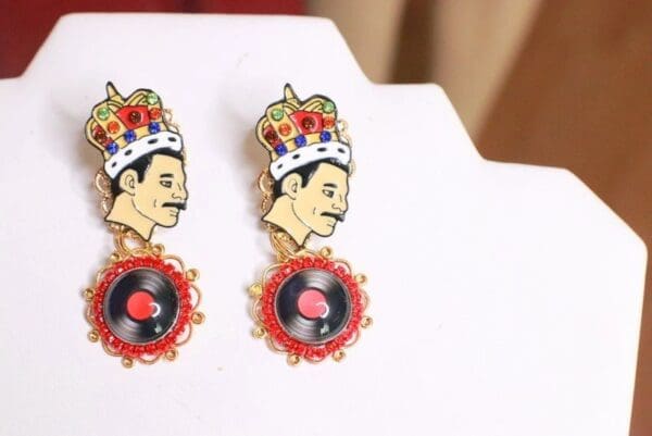 SOLD! 7738 Queen Freddie Mercury Roses Rock Earrings Studs - Image 4
