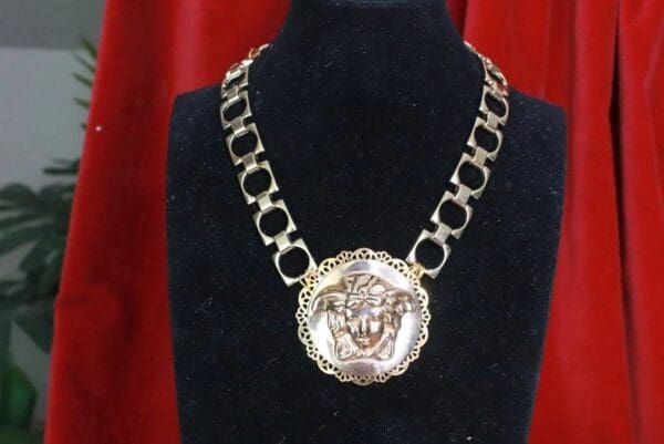 SOLD! 7740 Baroque Gold Tone Metal Head Necklace