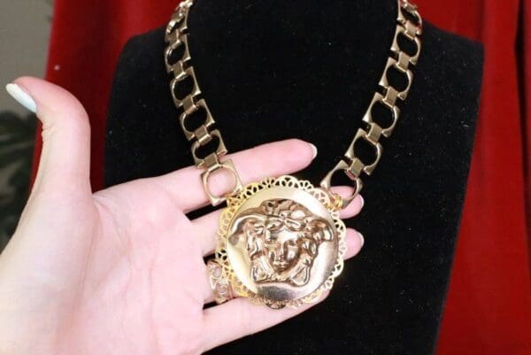 SOLD! 7740 Baroque Gold Tone Metal Head Necklace - Image 5