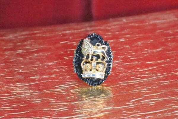 SOLD! 7744 Baroque Genuine Agate Lion Crown Cocktail Adjustable Ring - Image 3