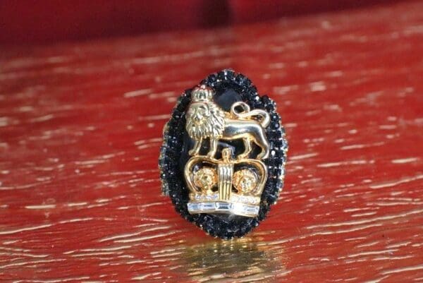 SOLD! 7744 Baroque Genuine Agate Lion Crown Cocktail Adjustable Ring - Image 4