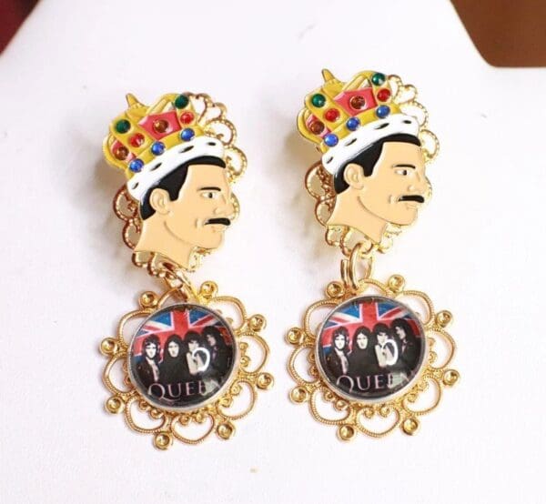 SOLD! 7745 Queen Freddie Mercury Roses Rock Earrings Studs