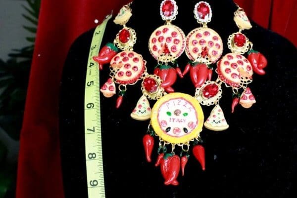 SOLD! 7747 Set Of Sicilian Pizza Rose Baroque Crystal Flower Necklace+ Earrings - Image 7