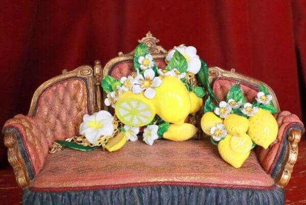 SOLD! 7757 Baroque Vivid Lemon Fruit Flower Blossom Ladybug Massive Bracelet - Image 6