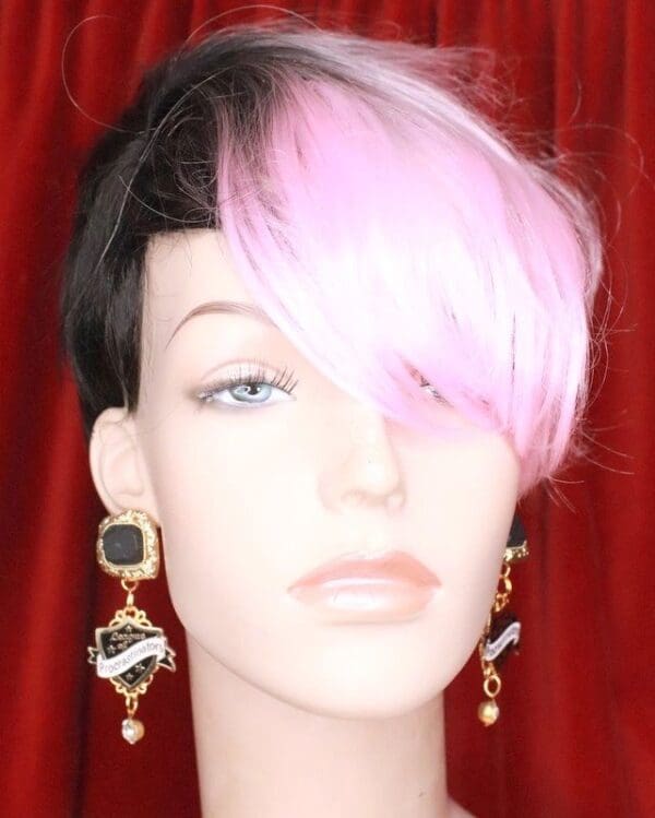 SOLD! 7762 Enamel The League Of Procrastinators Unusual Earrings Studs - Image 3