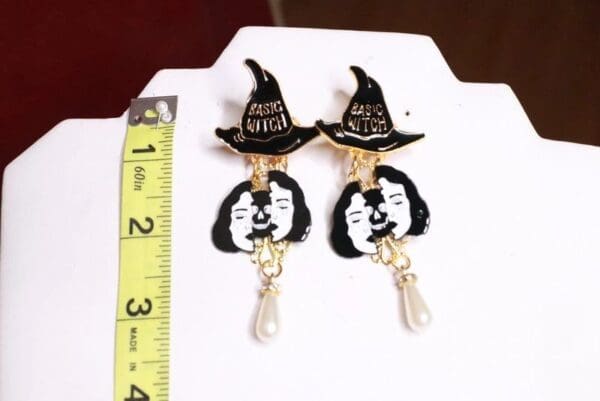 SOLD! 7776 Goth Basic Witch Enamel Earrings - Image 3