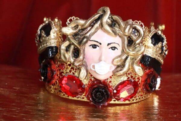 SOLD! 7784 Baroque Runway Medusa Gorgon Mask Unusual Hand Painted Crown