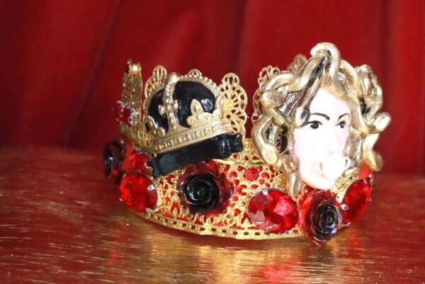 SOLD! 7784 Baroque Runway Medusa Gorgon Mask Unusual Hand Painted Crown - Image 3