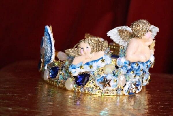 SOLD! 7798 Baroque Hand Painted Raphael Cherub Clouds Stunning Crown - Image 5