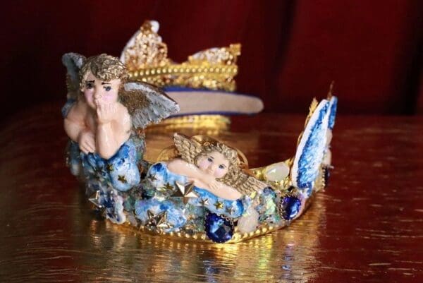 SOLD! 7798 Baroque Hand Painted Raphael Cherub Clouds Stunning Crown - Image 7