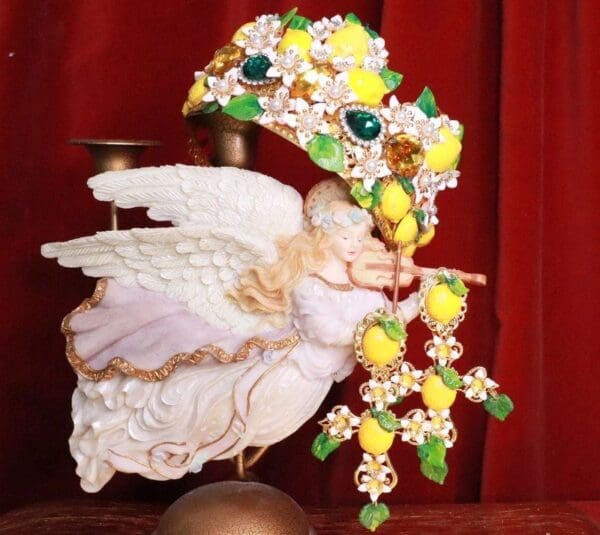 SOLD! 7800 Baroque Lemon Fruit Flower Cross Earrings